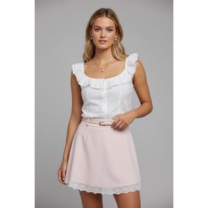 NEW Wild Fable White Eyelet Ruffle Flutter Sleeve Top XXL Cottagecore Boho New